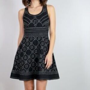 Anthropologie Black and White Patterned Mini Dress